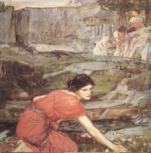 John William Waterhouse Study:Maiidens picking Flowers by a Stream (mk41)